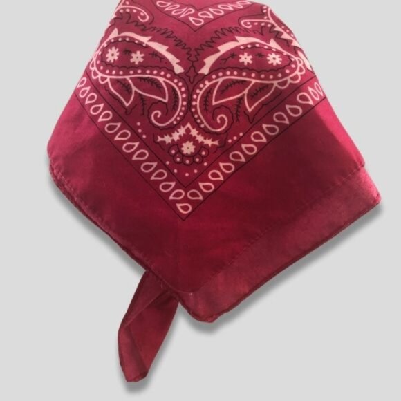 Paisley Bandana Handkerchief Cotton Burgundy Unisex One Size - Picture 3 of 9